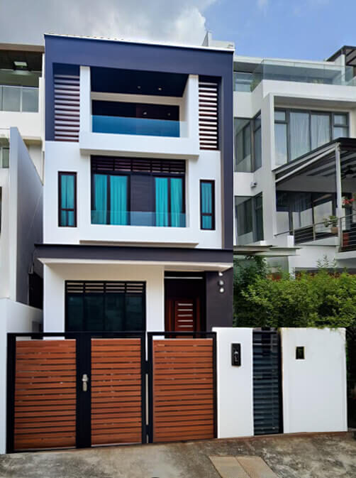 Completed landed house by CoreBuild Engineering — inter-terrace, 3 storeys